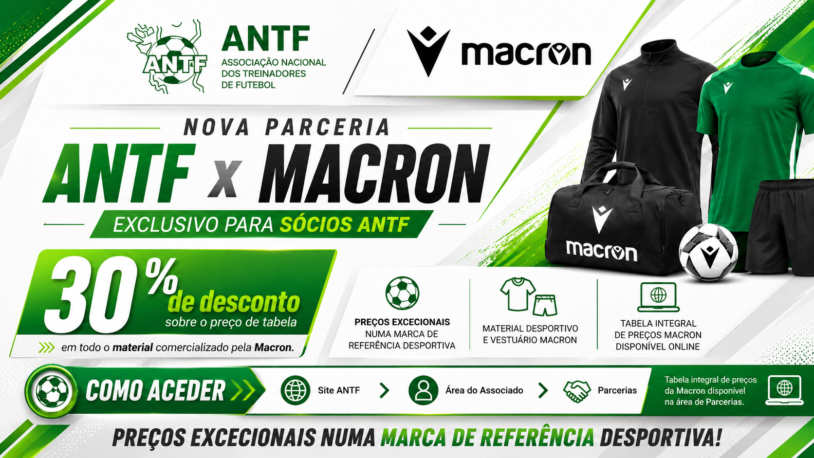 Parceria ANTF e Macron — 30% de desconto para Sócios ANTF